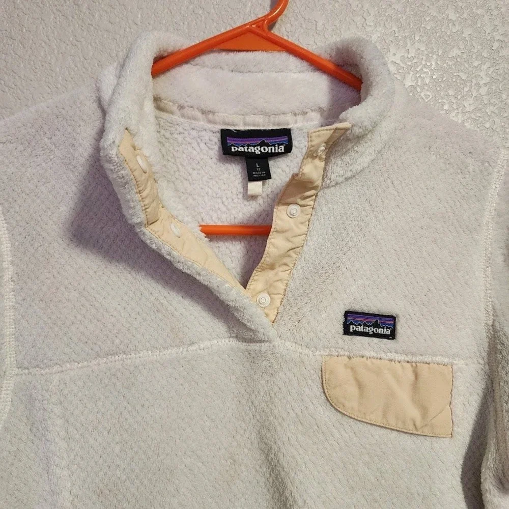 PATAGONIA Girl's Re-Tool Snap-T Fleece Pullover Cream Cozy size L‎